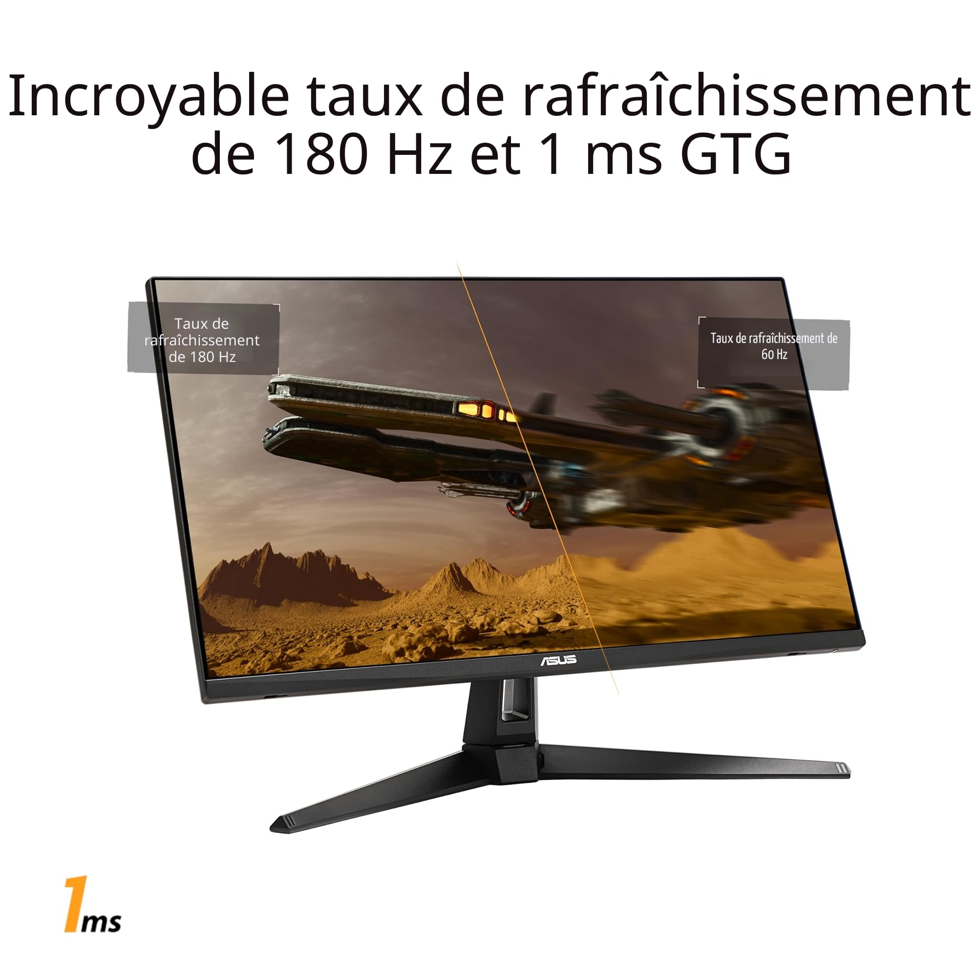 ASUS Moniteur 27" LED - VG27AQ3A Ecran PC 2.5K - 2560 x 1440 Pixels - 1 ms - Format 16/9 - Dalle Fast IPS - 180 Hz - HDR10 - FreeSync Premium/Compatible G-Sync - HDMI/DisplayPort - Noir
