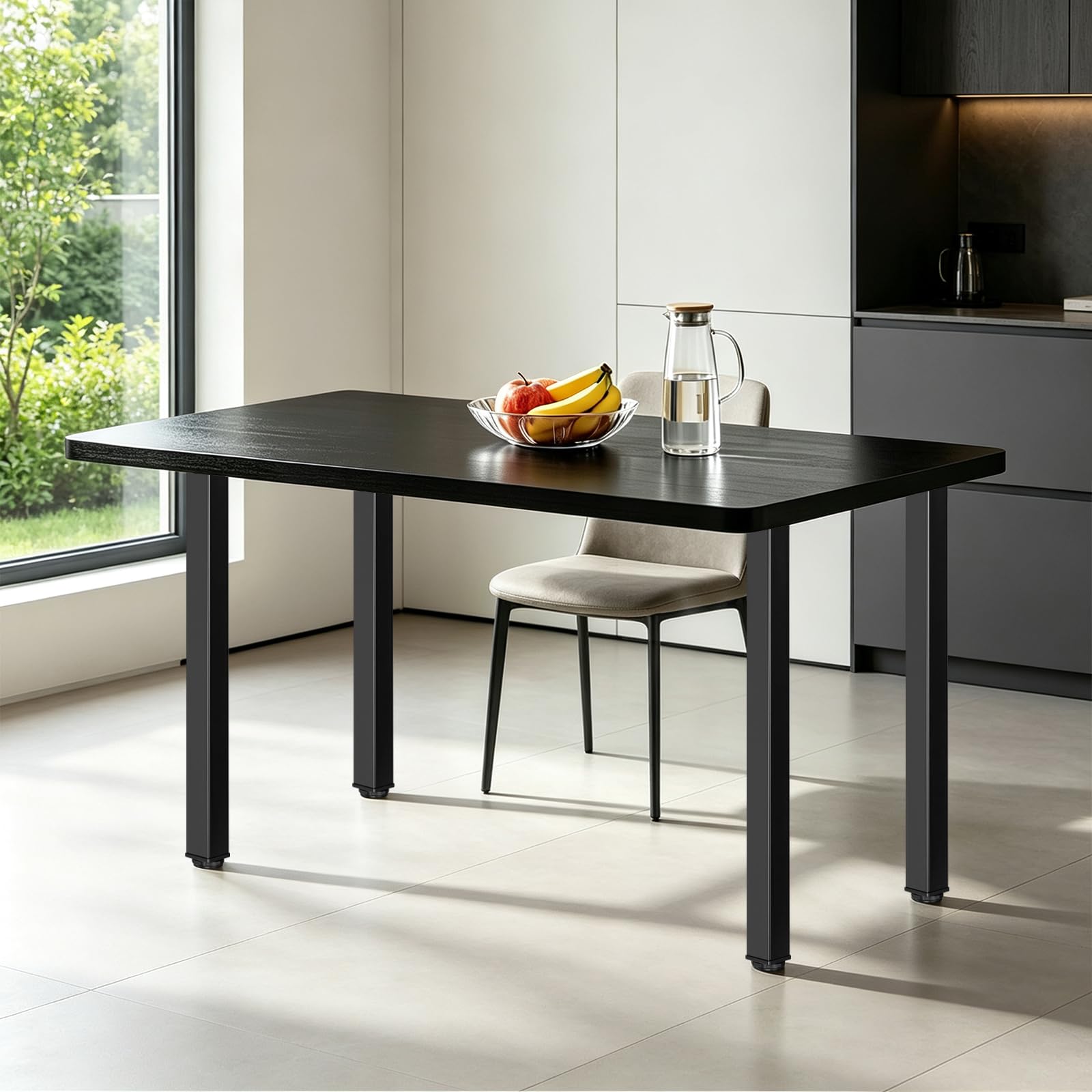 Jahof Patas para Mesa Regulables 70cm, Pies para Muebles Ajustables, Calibre 50x50mm, Juego de Piernas de Acero con Tornillos para Escritorio, Encimera (4 Piezas, Negro)