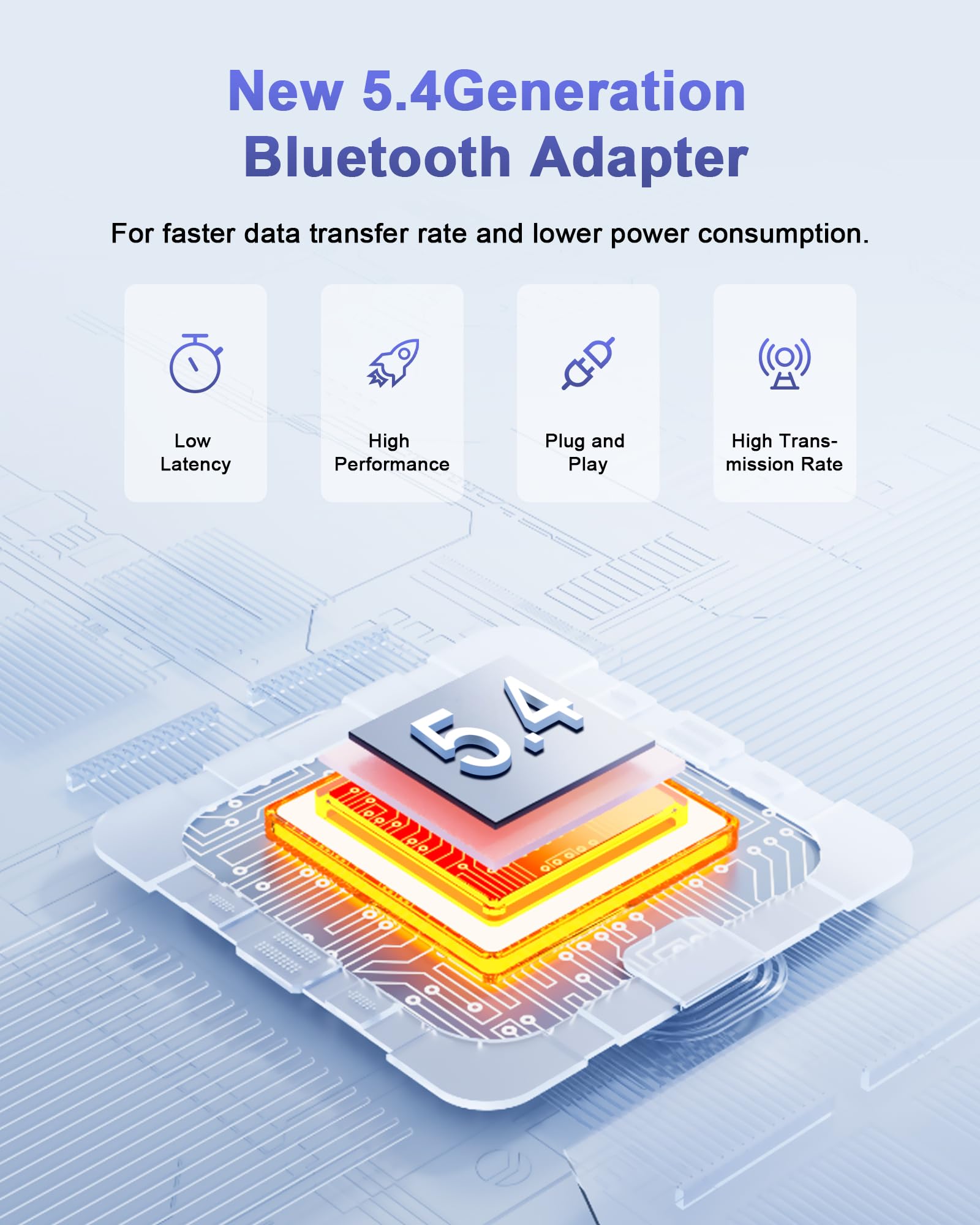 RUIZHI Adaptateur Bluetooth USB 5.4 Dongle pour PC Casque Souris Clavier Windows 11/10/8.1/7