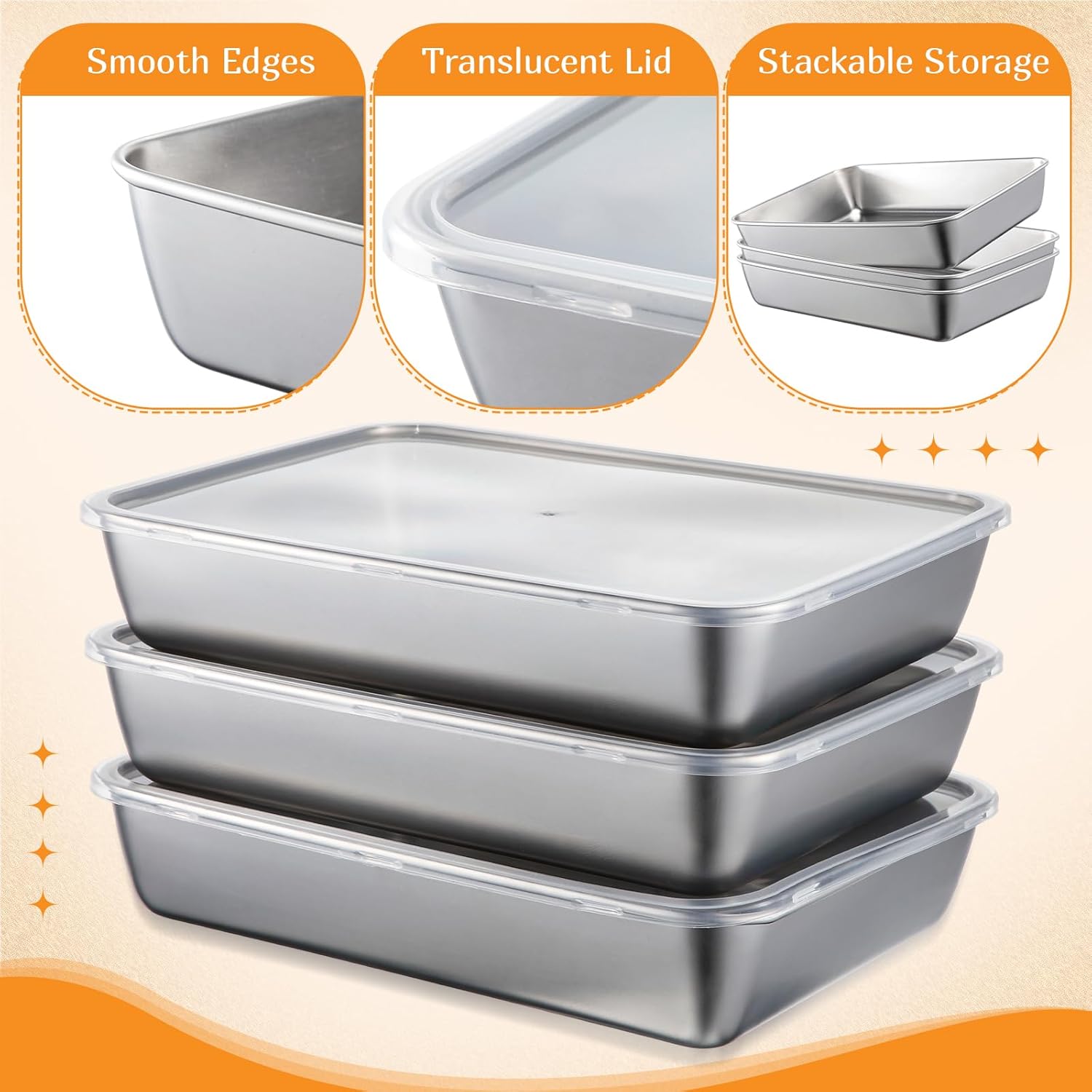 12 Pack Stainless Steel Food Storage Containers with Lids Lunch Box Stackable Snack Storage Boxes Reusable Food Container for Restaurant Travel - Image 7
