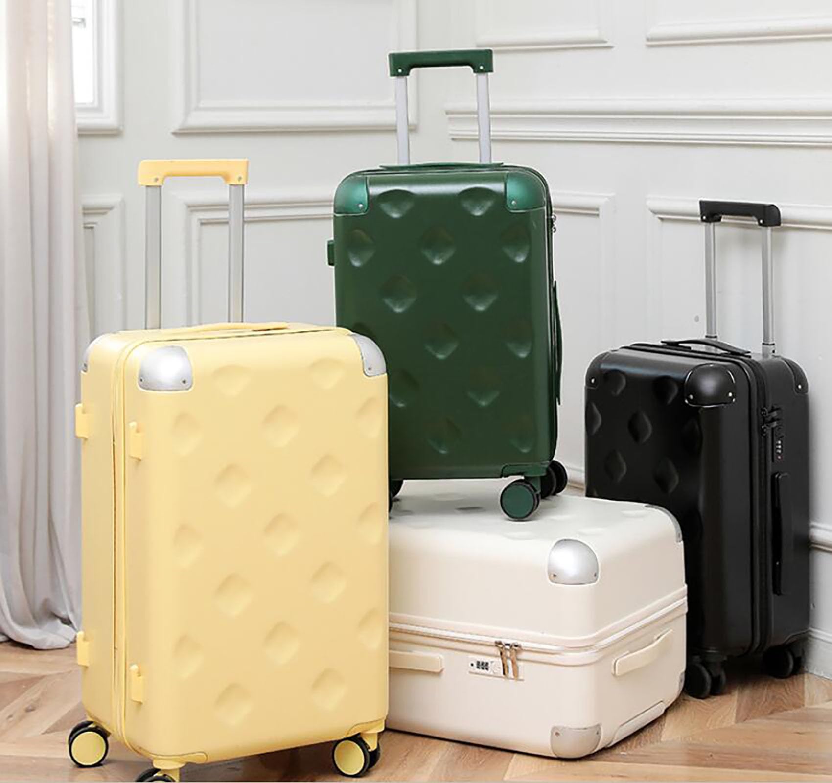 Maleta Grande 26 Pulgadas expandible, Duro Shell Equipaje de Viaje Ligero Durable Alta Capacidad con Doble Spinner Ruedas TSA Lock,Blanco,24