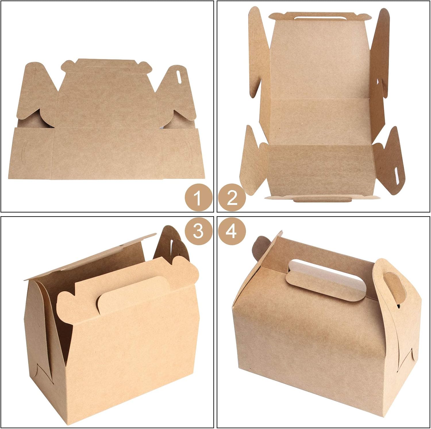 HOZEON 100 PCS Kraft Gable Treat Boxes, 6.4 x 3.5 x 3.2 Inches Strong and Durable Gable Boxes, Recycled Party Candy Treat Boxes for Birthday Party, Wedding, Baby Shower - Image 4