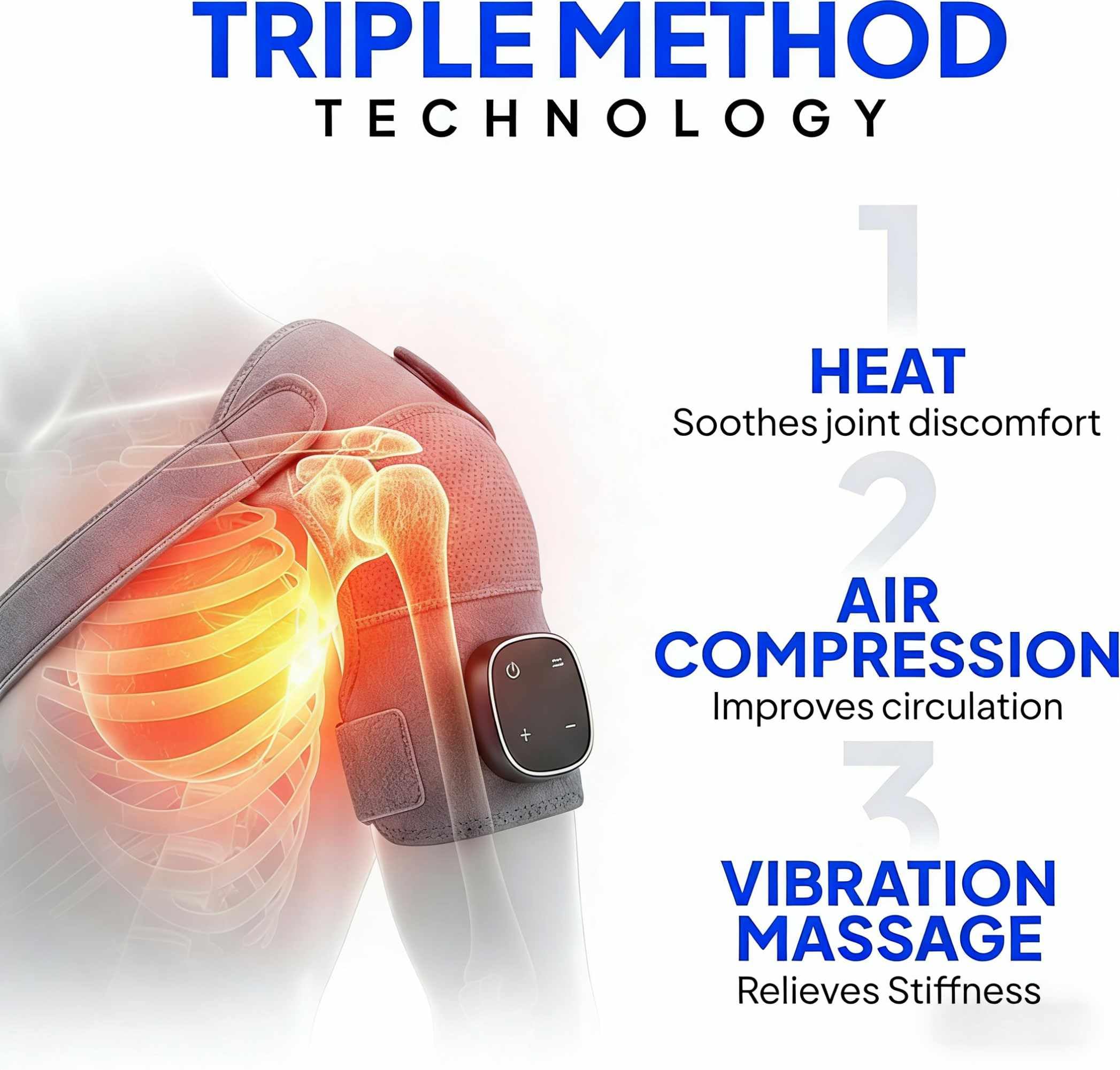 Hewelth Masseur D'épaule Triple Method, Masseur D'épaules Portable pour Une Relaxation Quotidienne, Soulage en Douceur les Douleurs Cervicales et Des épaules