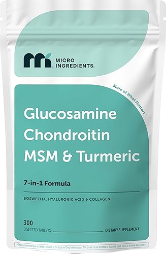 Glucosamina condroitina MSM y cúrcuma equivalente a 4,000 mg, 300 tabletas bisectadas | Apoyo de salud y movilidad articular para mujeres y hombres