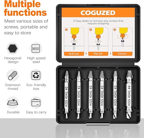 Miniatura 6 de Extractor de tornillos dañados para tornillos de cabeza pelada, tuercas y pernos, removedor de tornillos y extractor, elimina fácilmente los