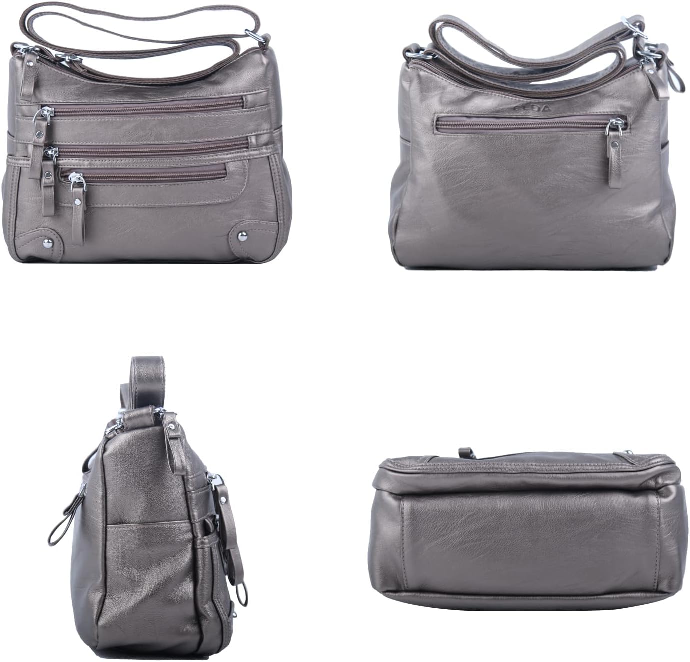 ELDA 10 Pockets Crossbody Purses for Women Medium Pocketbooks Lightweight Ladies Satchel Bag Multi Pocket Shoulder Handbag - Image 2