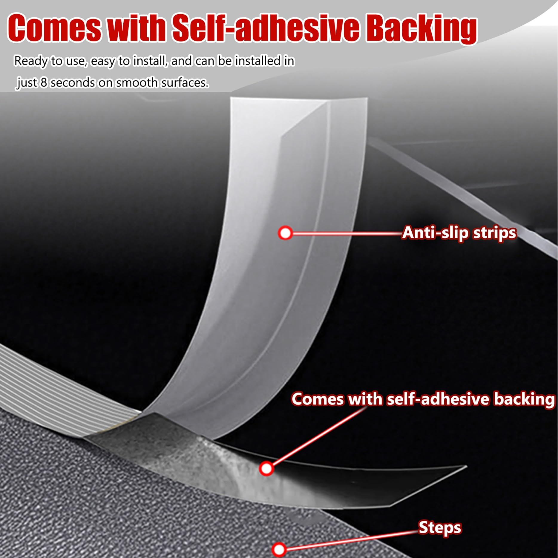 Perfil de PVC Autoadhesivo de Borde Tiras Antideslizantes para peldaños, Perfiles en Forma de L para escaleras(Gray,5m/16.40ft)