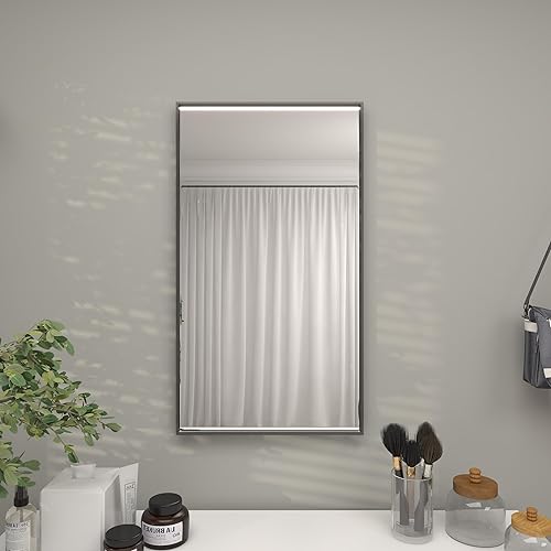 Miniatura 140 de Deco 79 Espejo de pared simplista de madera con marco minimalista fino, 24 x 1 x 24 pulgadas, blanco