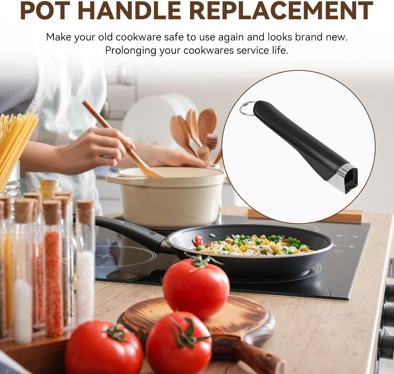 Cookware Handle Replacement for Amway Queen Pots & Pans 1950s-1990s,Long