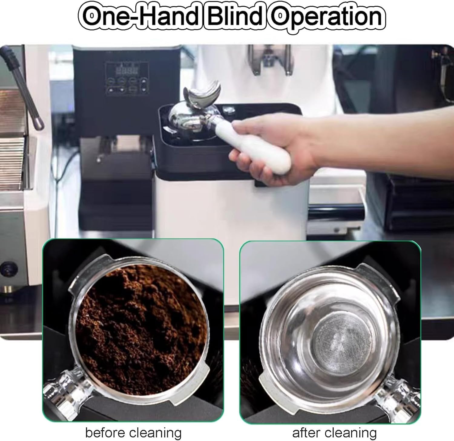 Máquina eléctrica de limpieza de portafiltros con raspadores y cabezal de cepillo para uso en cafeterías y restaurantes