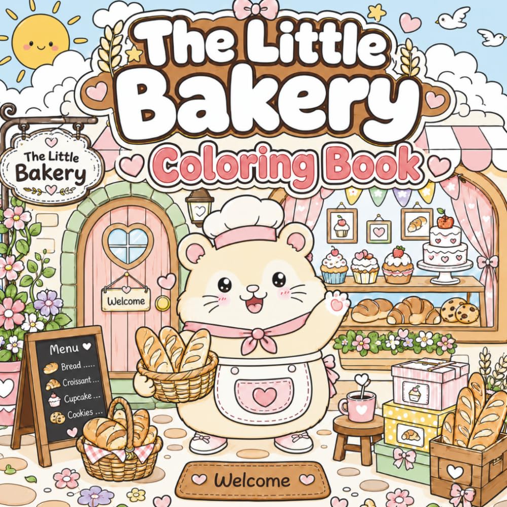 The Little Bakery Coloring Book: Cute & Cozy Hamster Baker Relaxing Kawaii Coloring Pages with Adorable Bakery Scenes