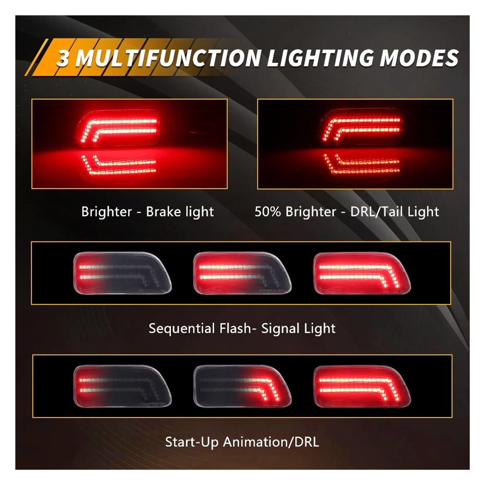 Lámpara Reflector Parachoques Trasero Para Chevrolet Para Trailblazer 2002-2009 Luz De Freno Para Parachoques Trasero Luces Reflectoras Con LED Rojo(Smoked Lens Red LED)