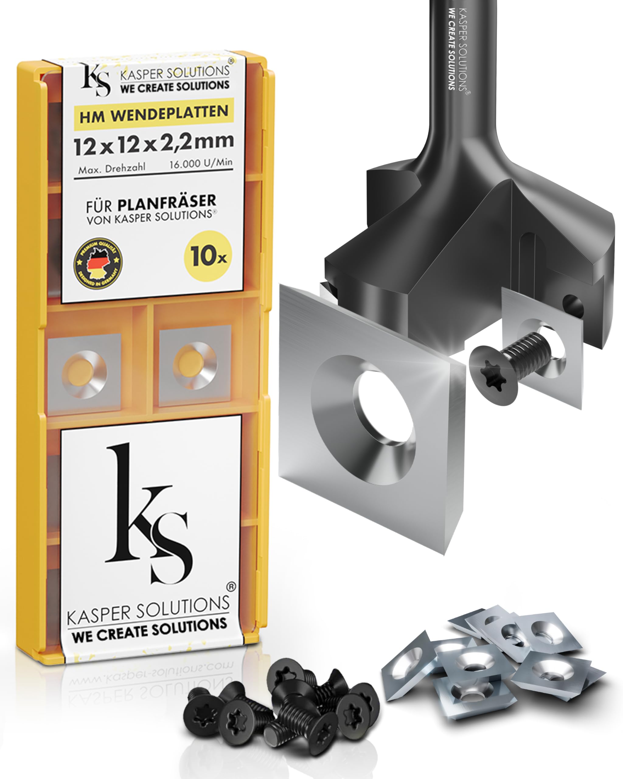 Plaquettes de fraise 12 x 12 x 2,2mm - Plaquettes HM/lames réversibles HM pour les fraises à surfacer - Extrêmement résistant à l'usure pour un fraisage doux et silencieux