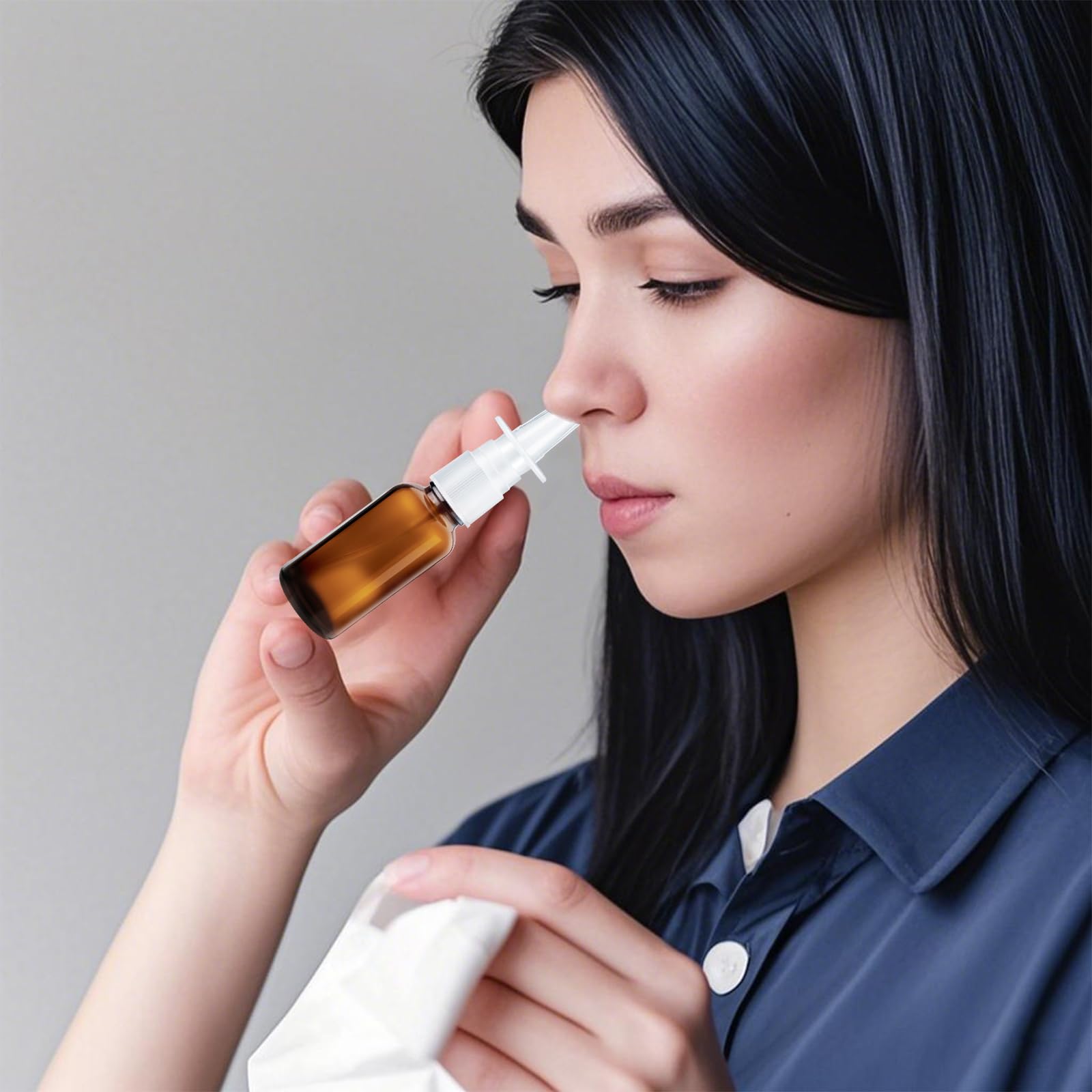 Lot de 5 flacons de spray nasal vide 30 ml en verre vaporisateur nasal à remplir, vaporisateur nasal réutilisable avec pipettes d'entonnoir pour solution saline parfum huile essentielle