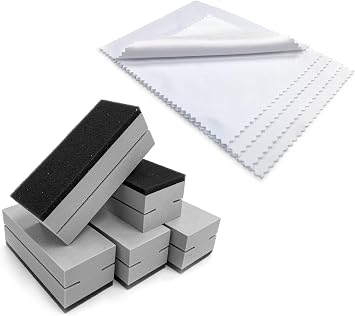 Ceramic Coating Application Kit 5 Applicator Pads Sponge & 5 Microfibre Suede Cloths Professional Car Care Cleaning
