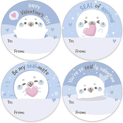 Calcomanías de regalo de San Valentín Etiquetas para el día de San Valentín para niños Lindas calcomanías de animales Etiquetas de San Valentín