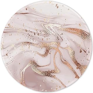ITNRSIIET Mouse Mat Small Round Mouse Pad with Stitched Edge, Waterproof Smooth Surface Premium-Textured Mousepad with Non-Slip Rubber Base, for PC Laptop Office&Home (Rose Gold Marbling)