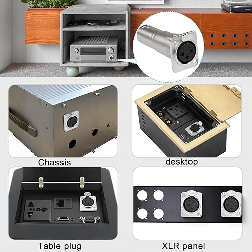 Miniatura 5 de QIANRENON XLR hembra a macho conector de micrófono de montaje en panel 3 pines XLR Jack a enchufe adaptador de montaje acoplador XLR enchufe de