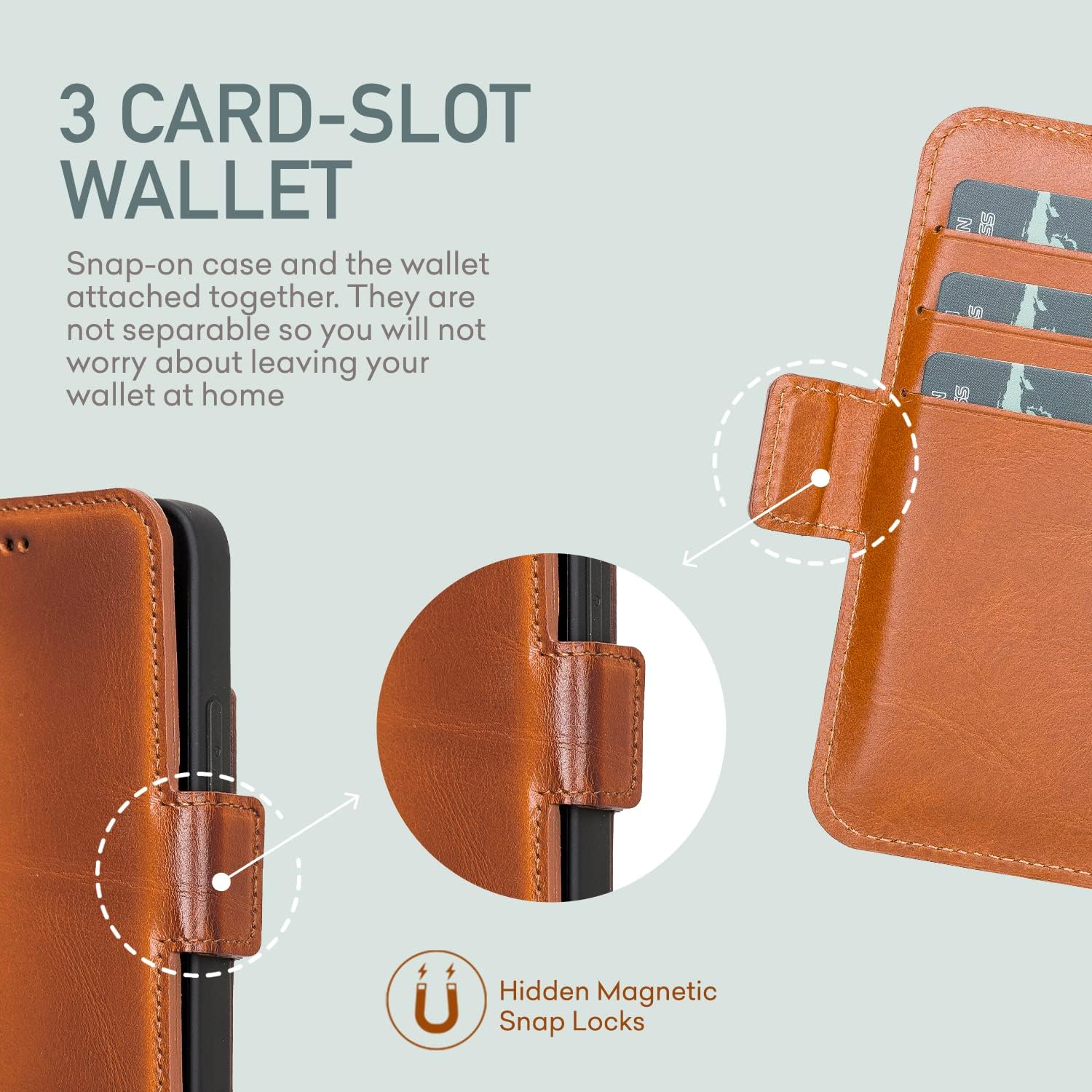 Bayelon Leather Folio Wallet Case Compatible with iPhone 13 Mini 5.4", Folio Flip Cover Card Holder Slots, Kickstand Function, ID Slot with RFID (Rustic Tan)