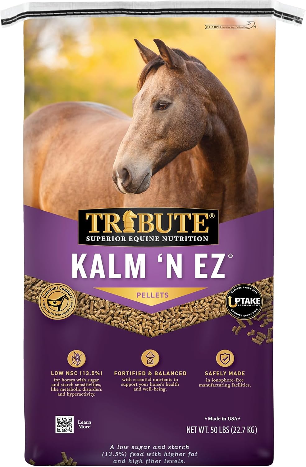 Kalmbach Feeds Tribute Kalm 'N Ez Pellets for Horse, 50 lb