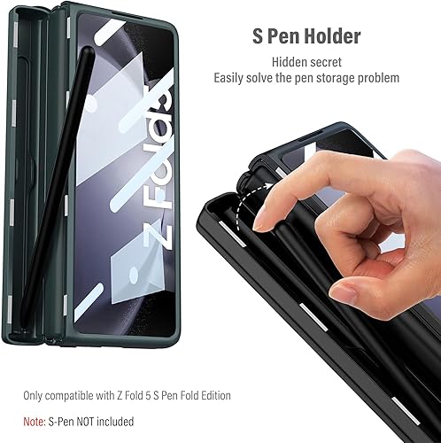 Miniatura 3 de Z Fold 5 - Funda de piel sintética para Samsung Galaxy Z Fold 5, con protector de pantalla, cubierta de protección de bisagra de cuerpo completo,