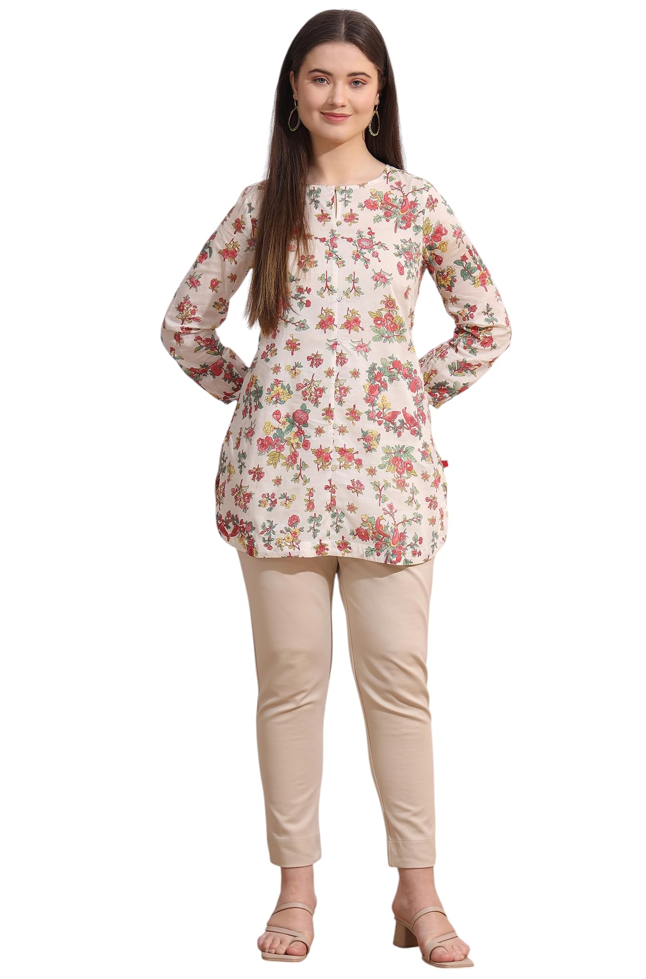 w for woman White Floral Printed Summer Straight Tunic-picture-19