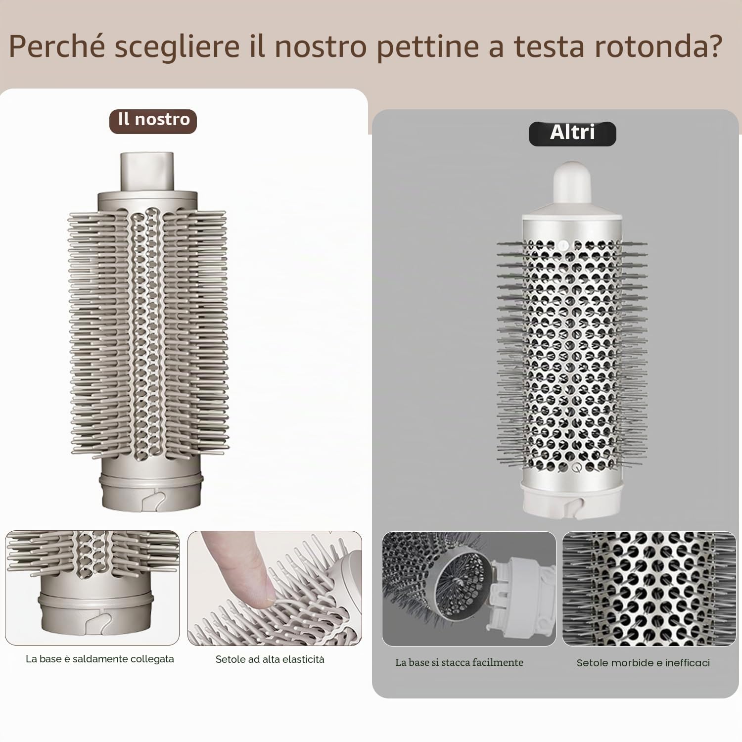 Spazzola volumizzante rotonda + ugelli per lisciare gli ugelli per Shark FlexStyle HD400 Series, accessori per rifinire i capelli lisci, lucidi e ricci voluminosi