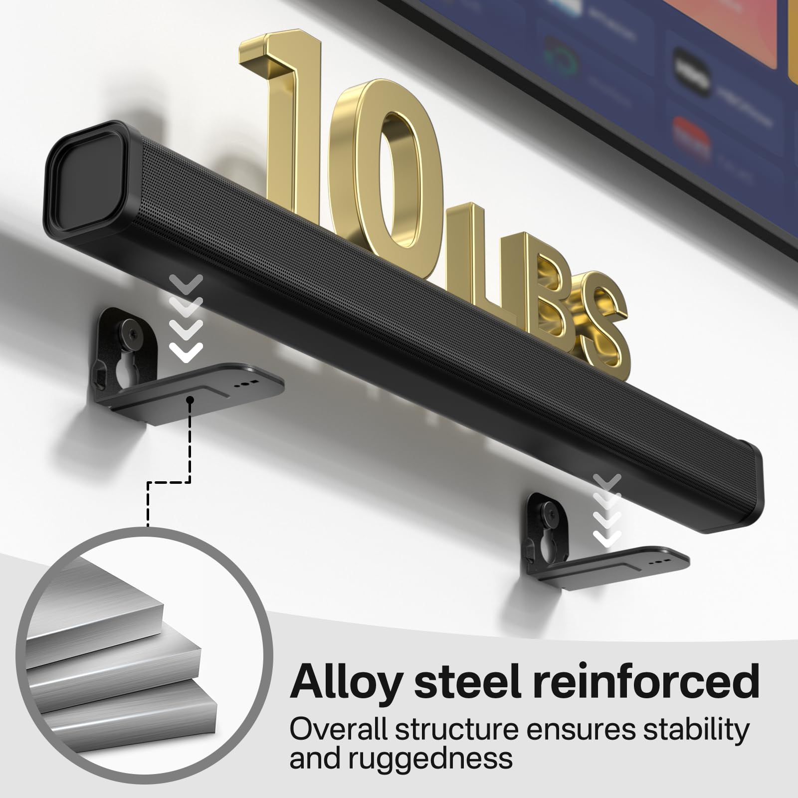 Soundbar Wall Mounts for Ultra Slim Sound bar Mounts Up to 3.5" Depth&10Lbs — Amazon image 4