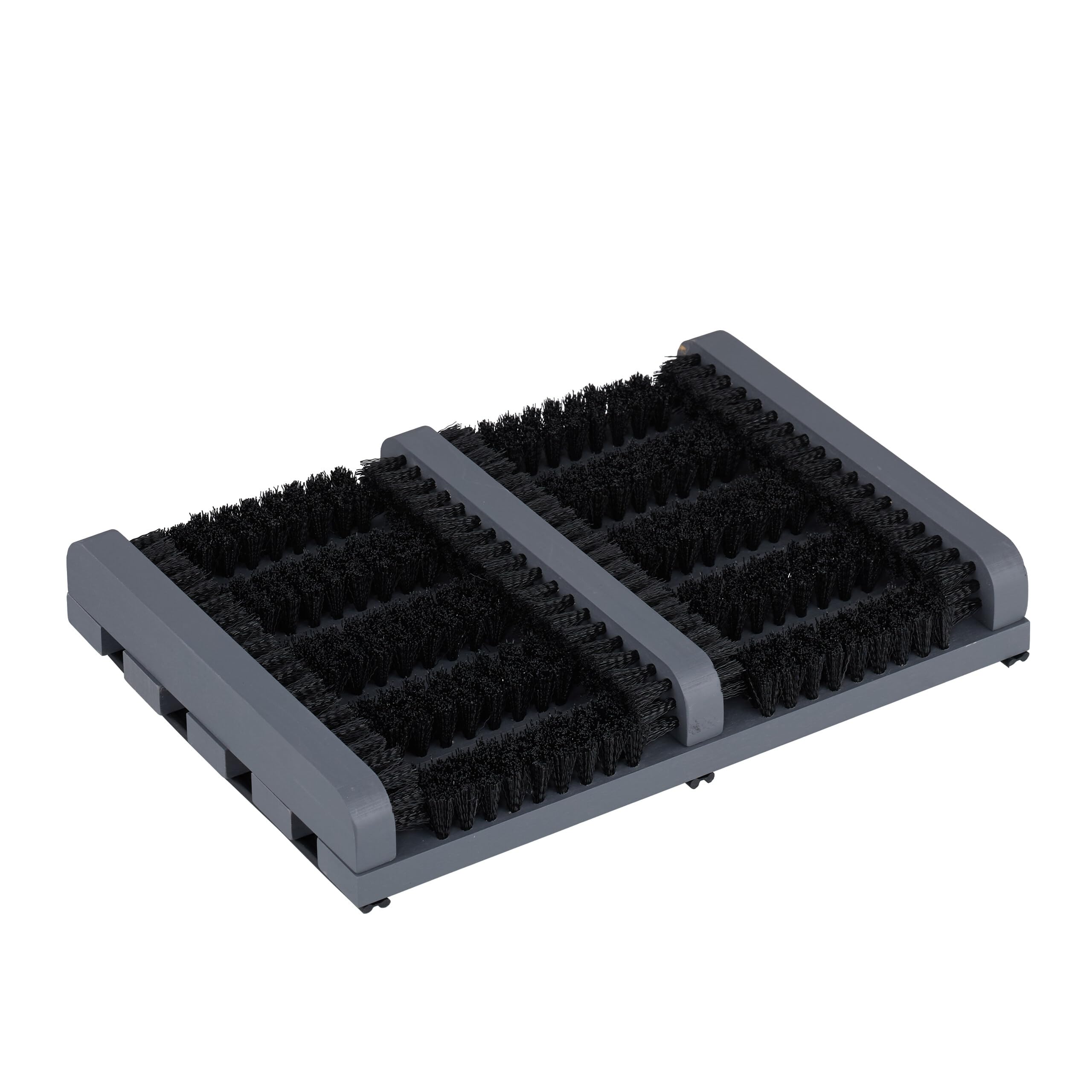 Relaxdays Pulisci Scarpe Ingresso con Spazzole Pulizia Suola di Sneaker e Stivali, Tappetino a Setole Dure, Grigio Nero