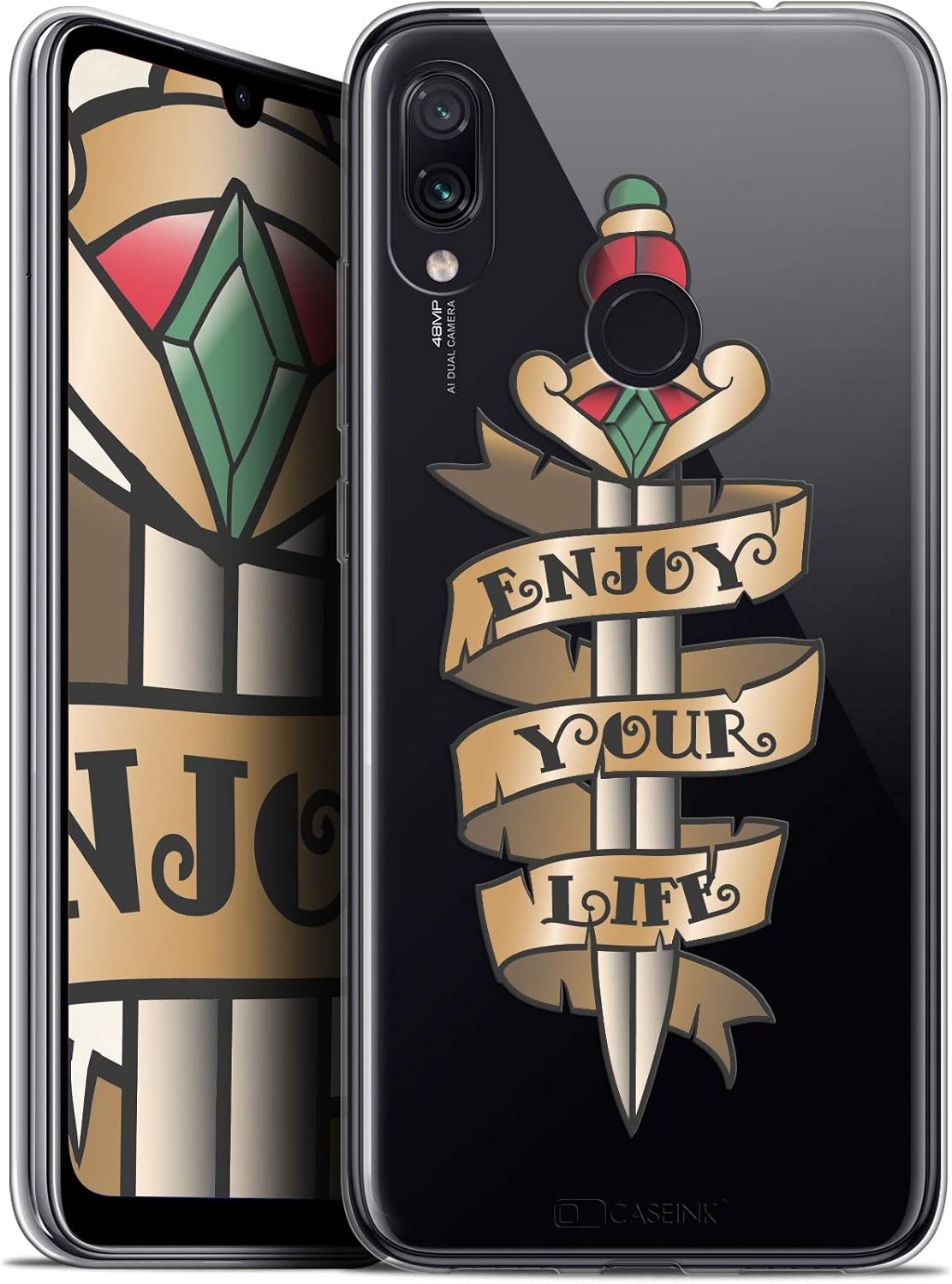 Case for 6.3-Inch Xiaomi Redmi Note 7, Ultra Slim Tattoo Love Enjoy Life