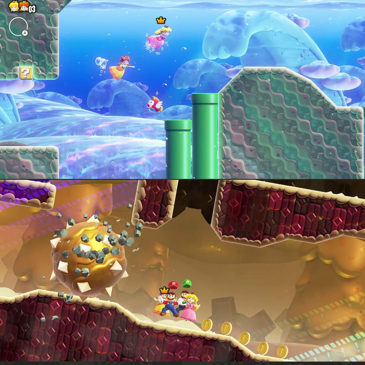 Super Mario Bros. Wonder for Nintendo Switch (US Version), with PremGear Thumb Grips (8 pack - Black, Blue, Red & Clear), 24 Slot Game Card Holder & Cleaning Cloth - Image 6