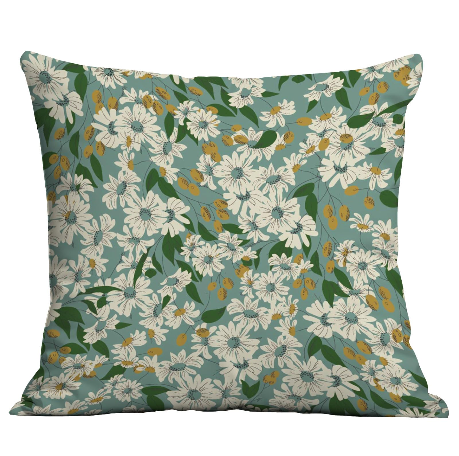 Cushion Covers 60cm x 60cm Leaf Beige Flower Garden Cushions Soft Fabric Pillow Case Short Plush Outdoor Cushion Covers for Car Office Throw Pillow with Invisible Zipper