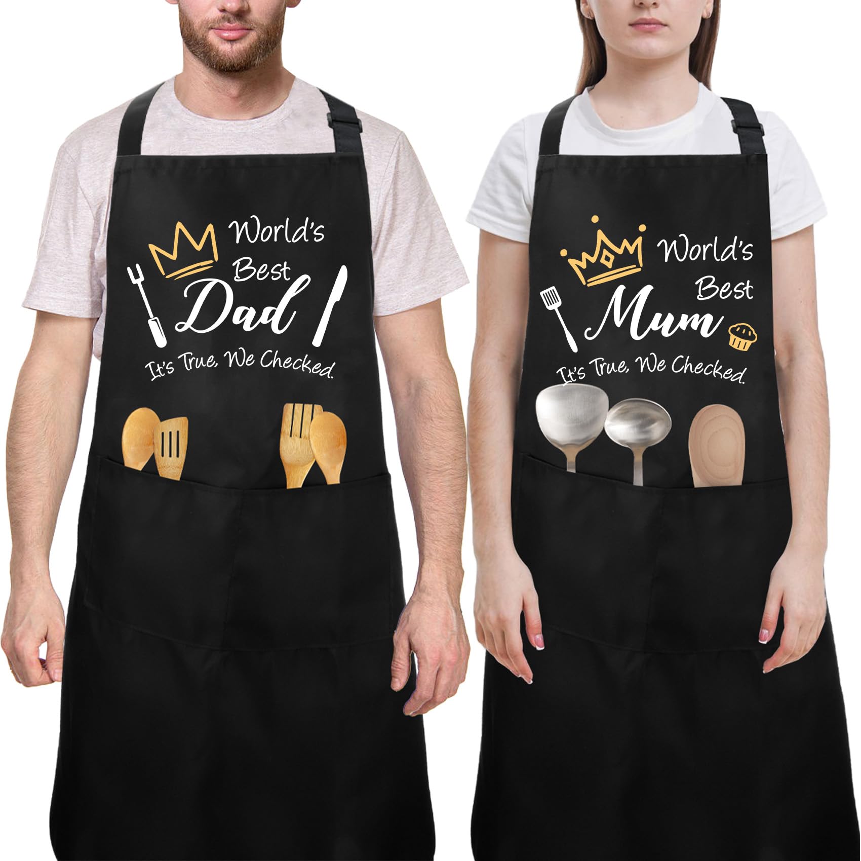 Mum and Dad Gifts for Mum and Dad Mummy and Daddy Gifts for Parents Elderly Who Have Everything New Parents Fathers Day Mothers Day Birthday Christmas 50th Anniversary Aprons Set 2 Pcs for Cooking,BBQ