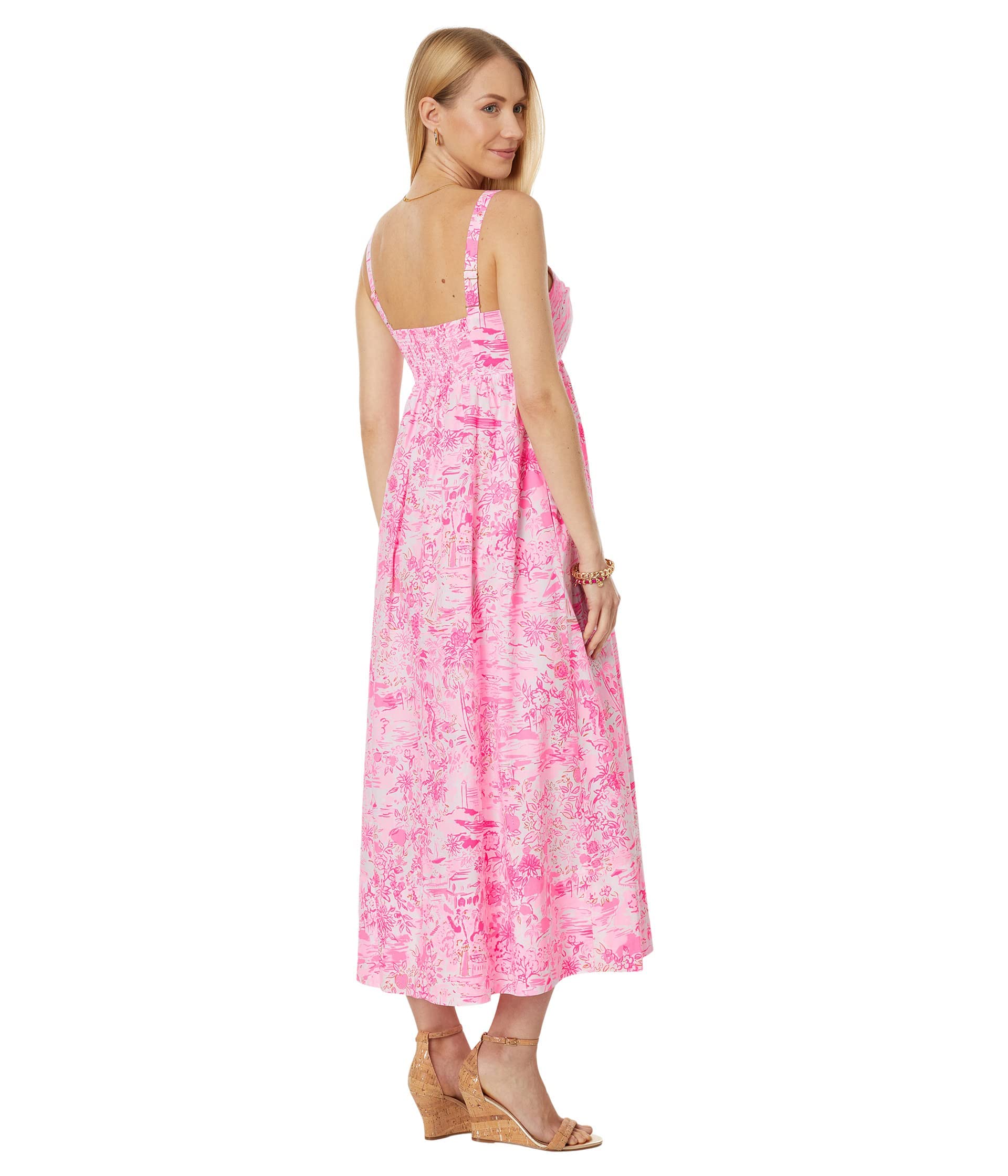 azora cotton midi dress Lilly Pulitzer Azora Cotton Midi Dress for Women - Lightweight Cotton  Poplin - Fit-and Flare