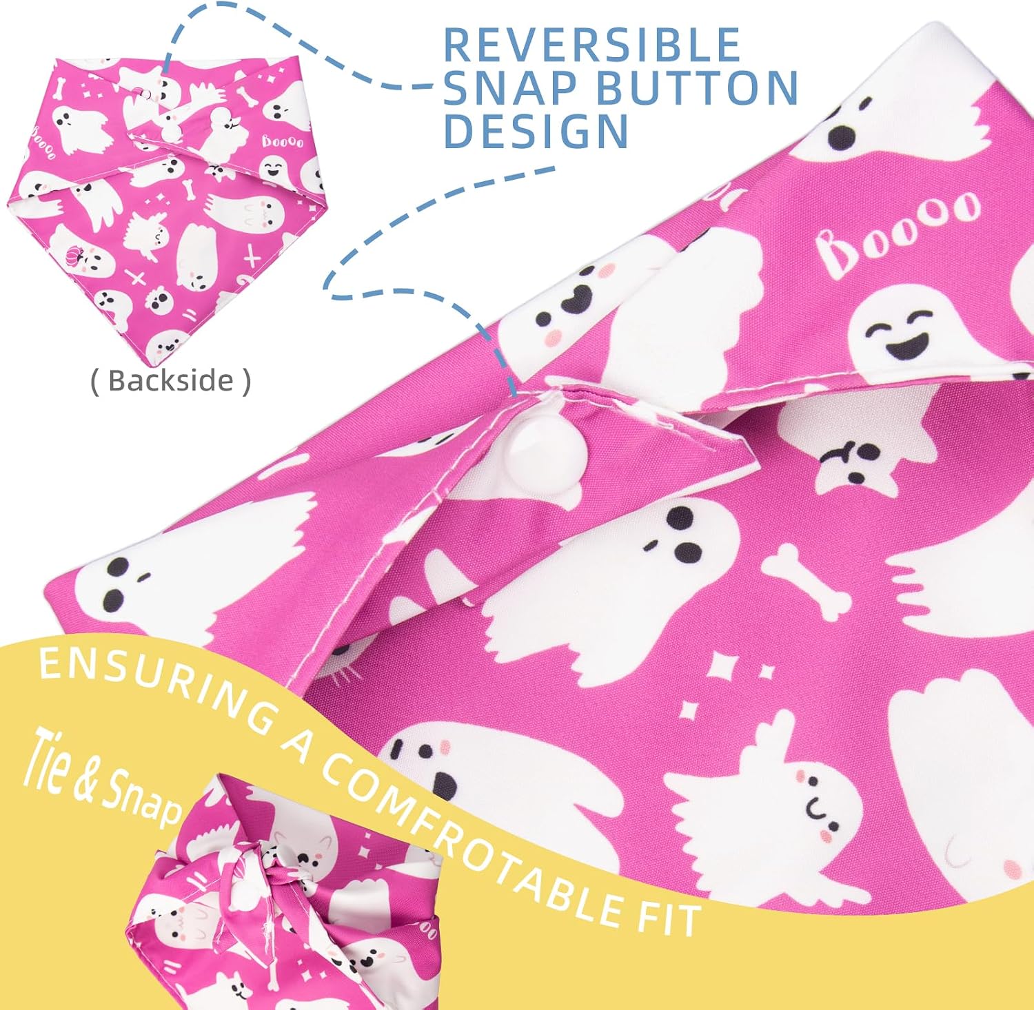 Halloween Dog Bandanas Pink Ghost Boo Costumes for Extra Large Pet image 5