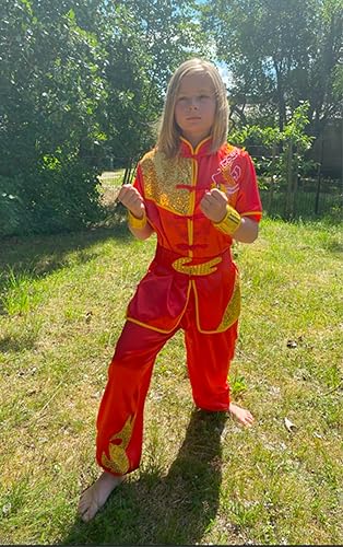 Miniatura 2 de Conjunto de uniforme chino de Kung Fu Master Tai Chi Dragon para niños y niñas (negro, 9-10 años)