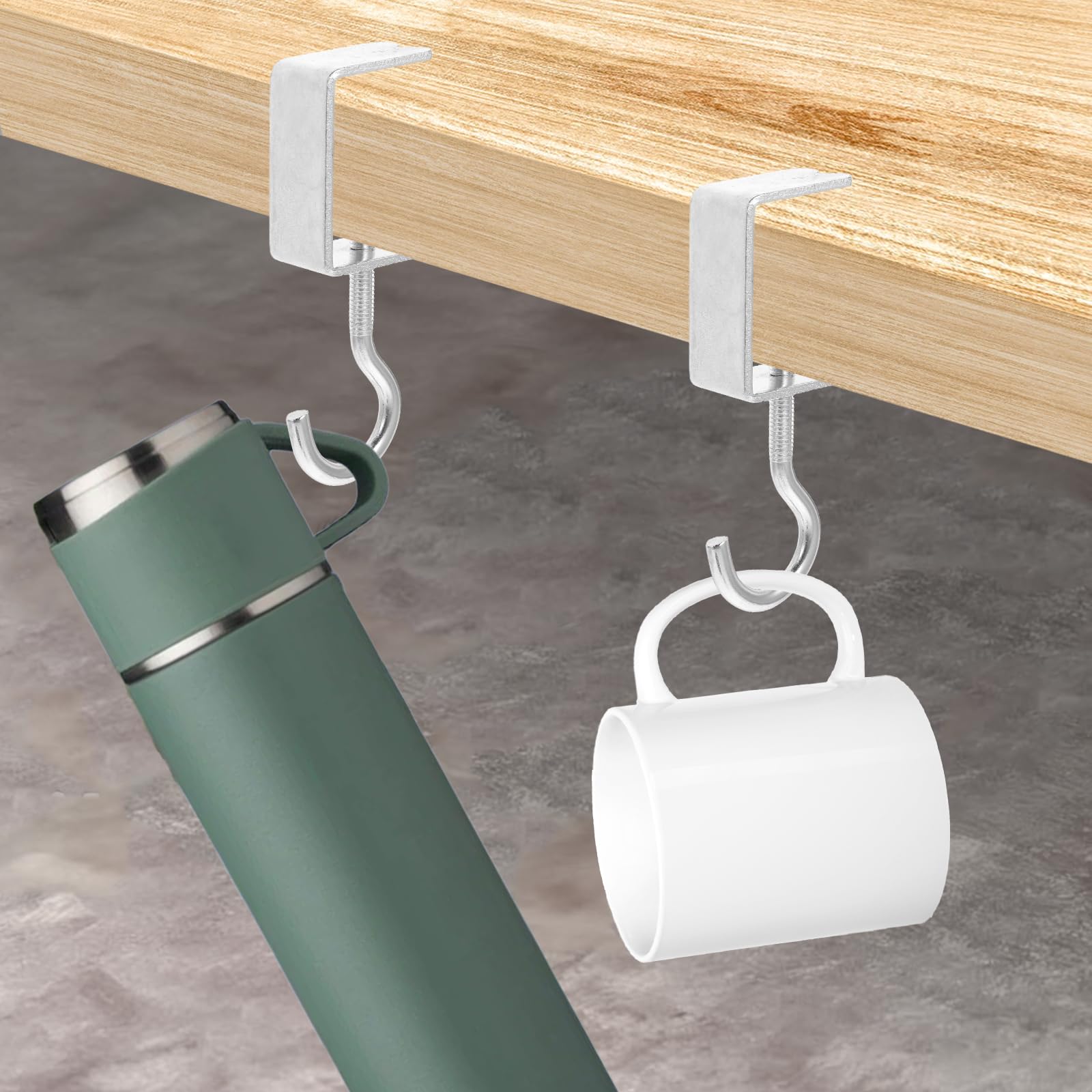 cobee Clamp-On Under Desk Hooks, Desk Mount Hanging Bag Holder Metal Hook — Amazon image 7