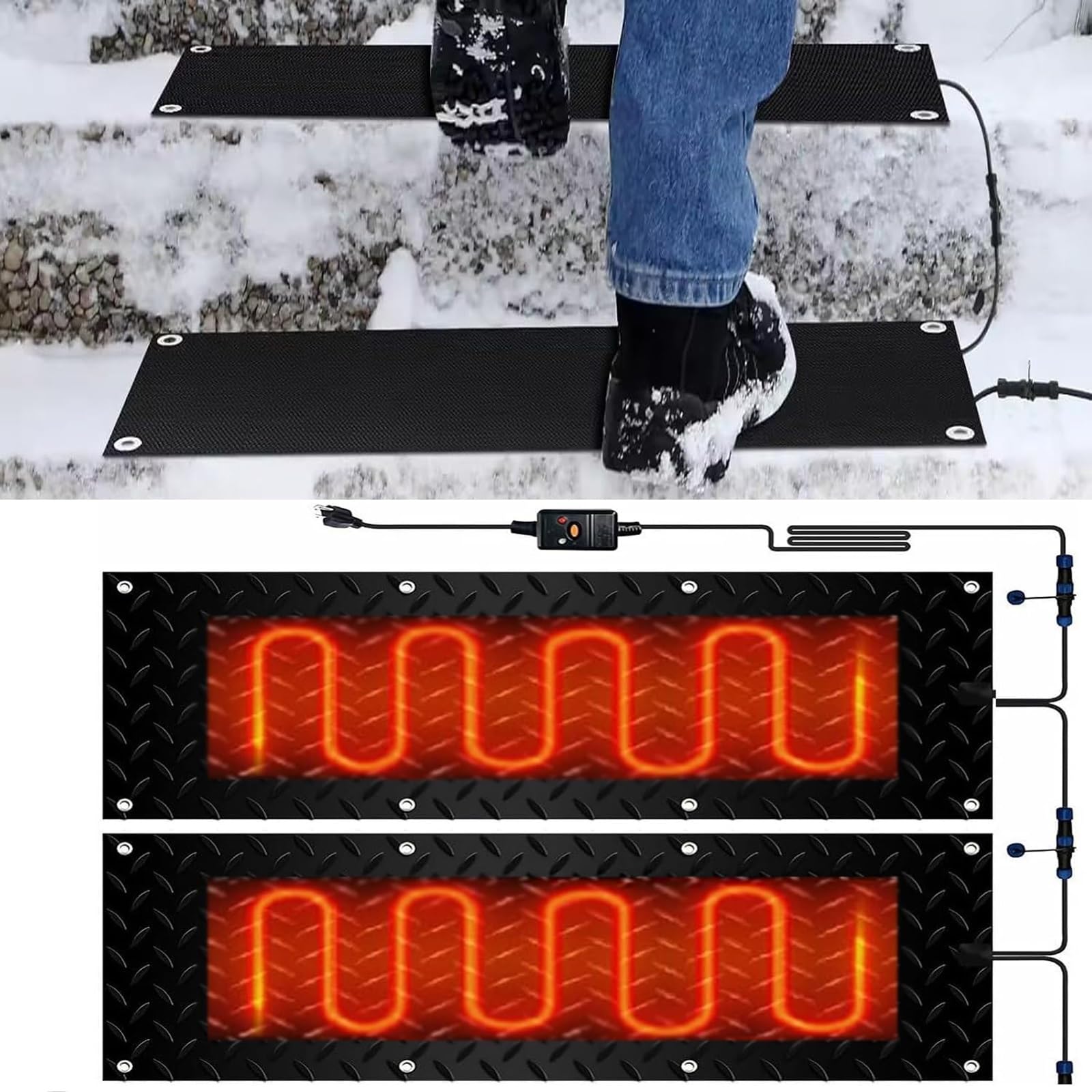 Tapis de déneigement électrique antidérapant pour sécuriser les trottoirs