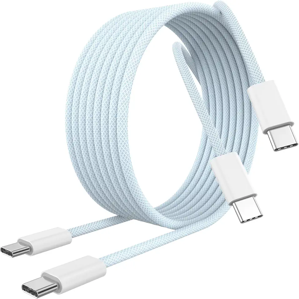 [Certificado MFi] Cabo de carregamento USB C para USB C para iPhone 16/16 Plus/16 Pro/16 Pro Max/15/15 Plus/15 Pro/15 Pro Max/Galaxy/Pixel, pacote com 2 cabos de carregamento 60W tecido para iPhone 16