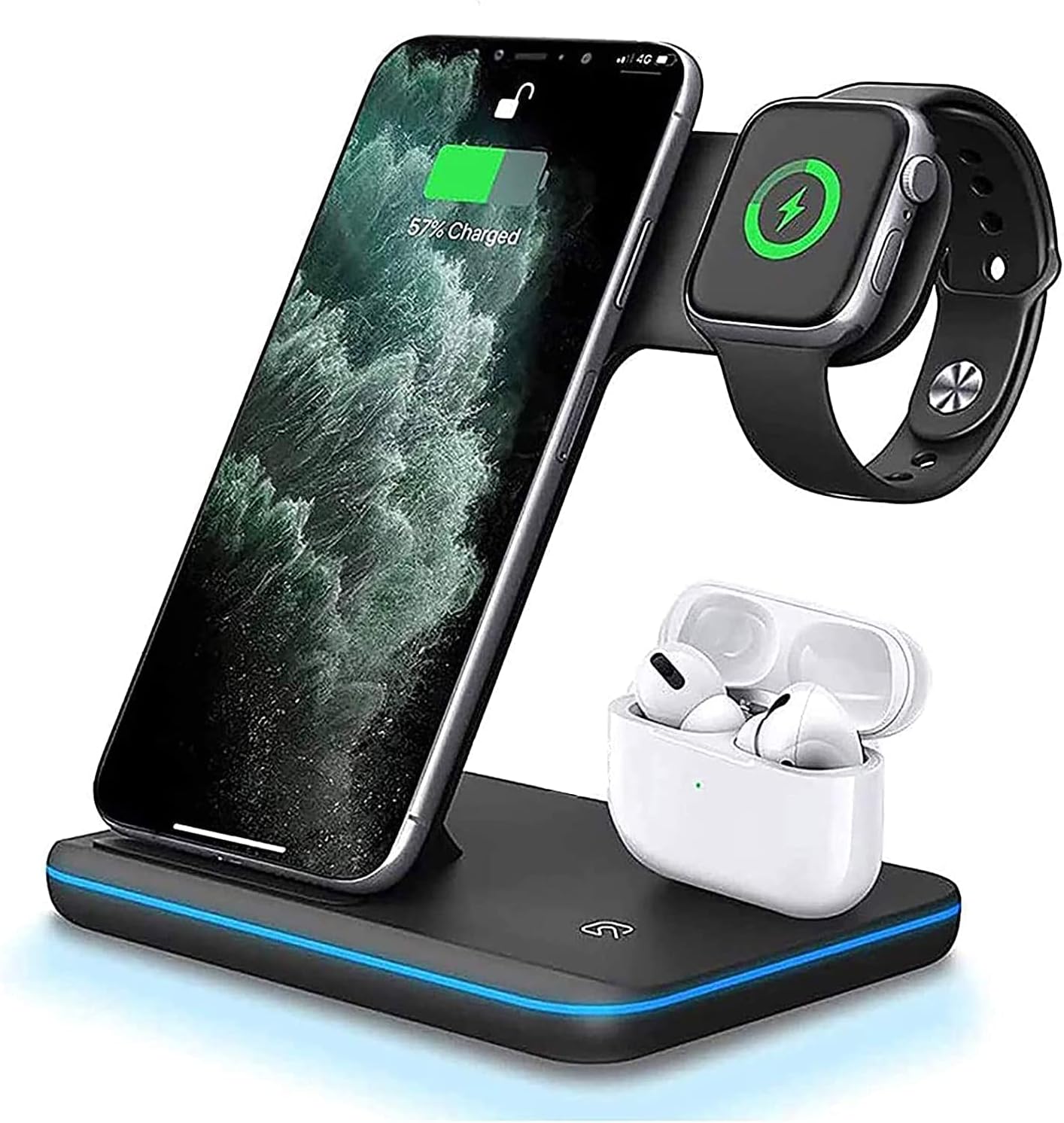 FDGAO Wireless Charger 15W Fast 3 in 1 QI Fast Charging Stand Station for Apple Watch Series 7/6/SE/5/4/3/2;AirPod 1/2/Pro;iPhone 13/12/12 Pro/11/XS/X/8/8 Plus