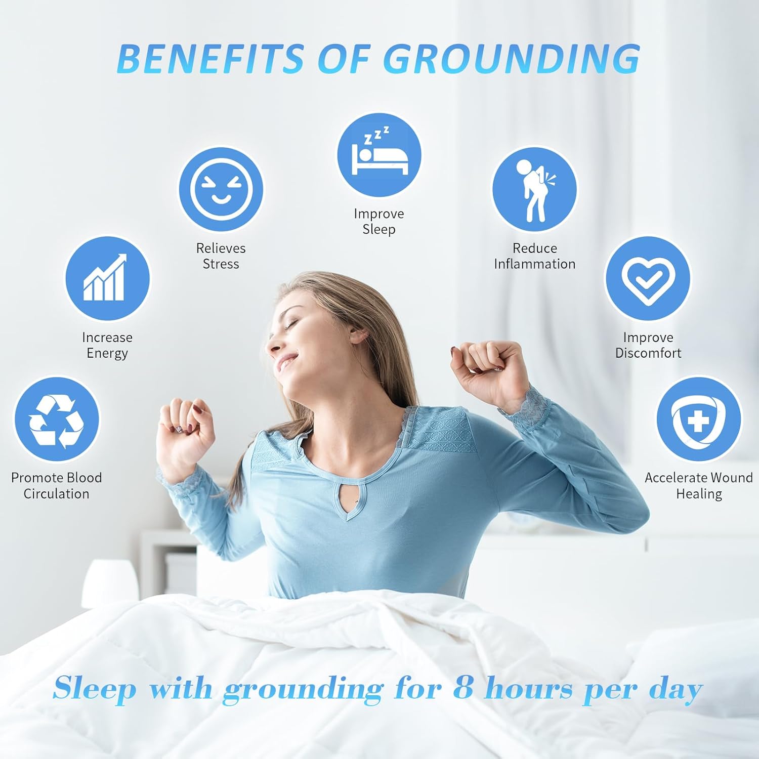 Grounding Sheets, Pure Silver Organic Fitted Grounding Sheet for Improved Sleep and Pain Relief, 15Inch Deep Pocket Grounded Fitted Bed Sheets (Full - 54"x 80"x 15" White)