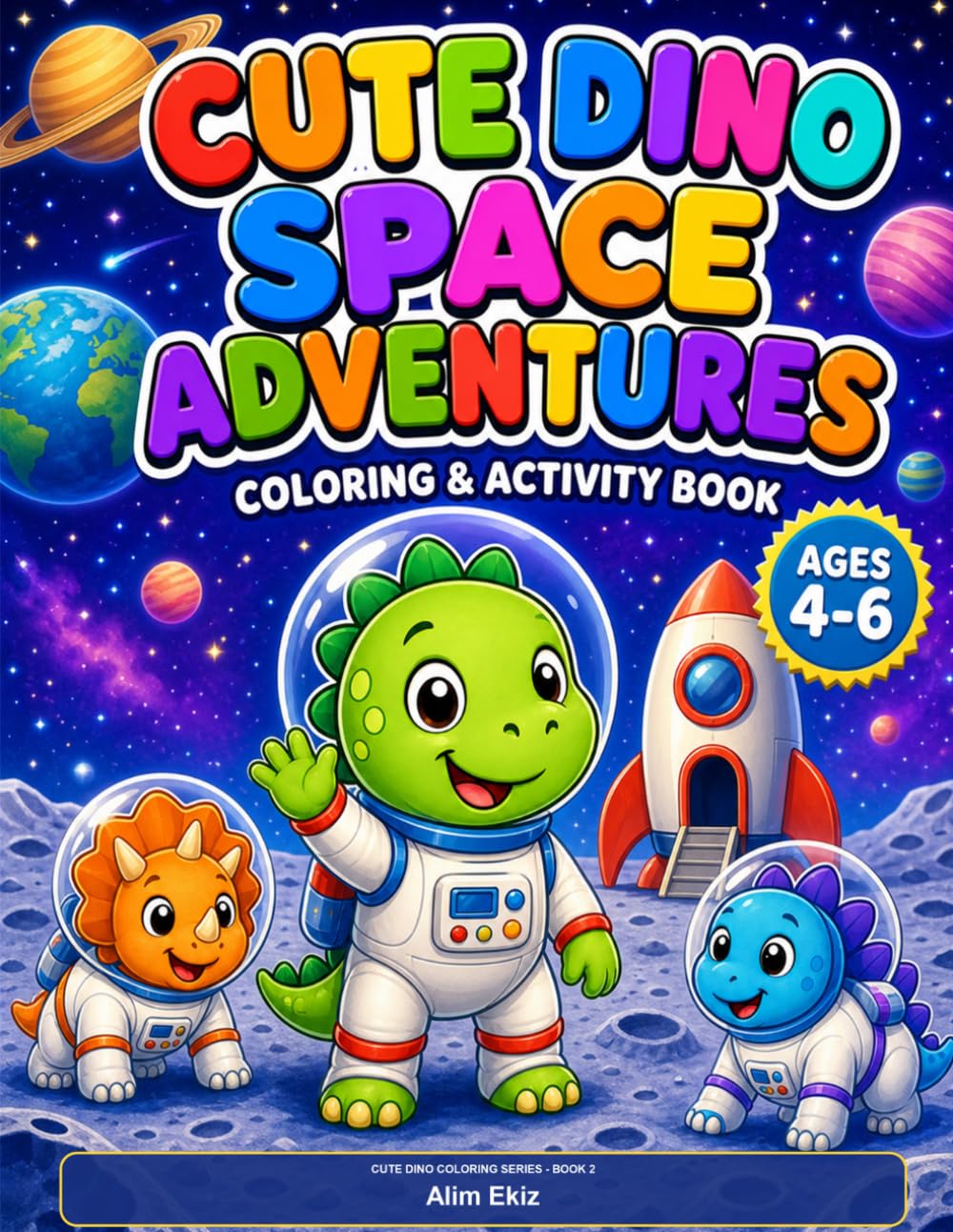 CUTE DINO SPACE ADVENTURES COLORING & ACTIVITY BOOК (CUTE DINO COLORING SERIES - BOOK 2)