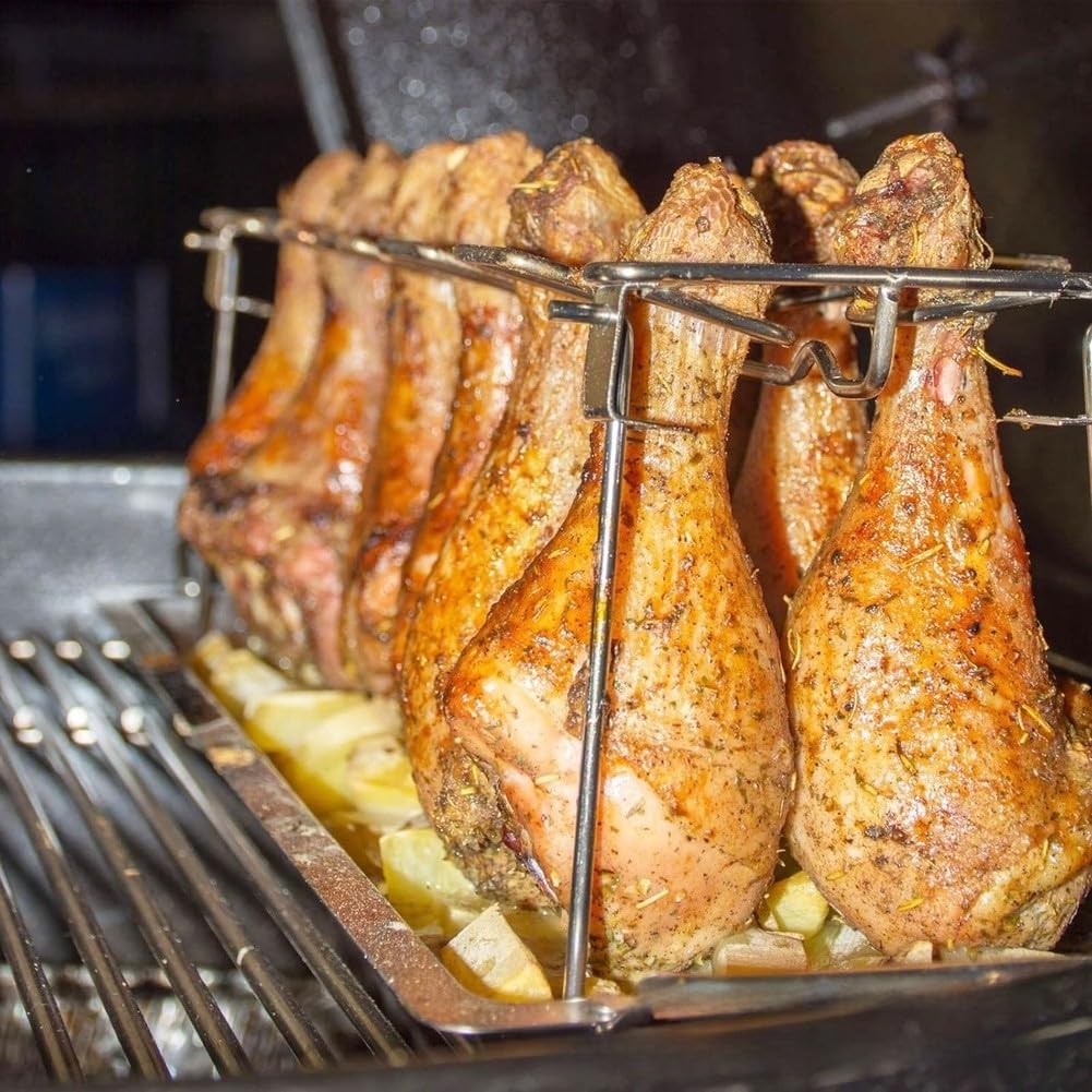 Grill kuchenny ze stali nierdzewnej z 14 przegródkami, składana taca do piekarnika lub grilla na zewnątrz, stalowy stojak do pieczenia 430, na cztery szaszłyki i bagietki
