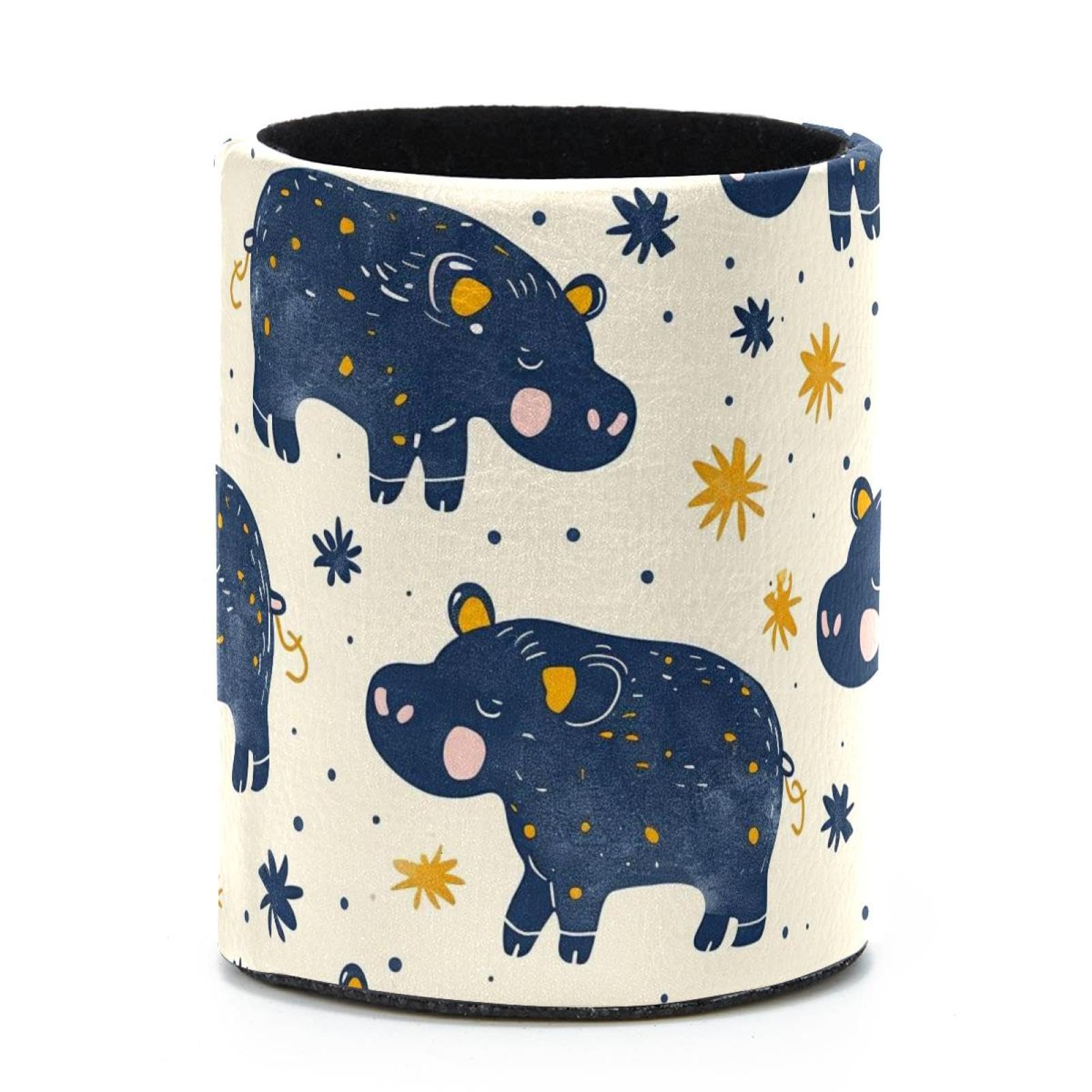 VAPOKF Round Pencil Holders for Desk, Cute Little Hippo Pen Holders Pen Pot Makeup Brushes Storage Desktop Stationery Supplies Organiser for Home Office