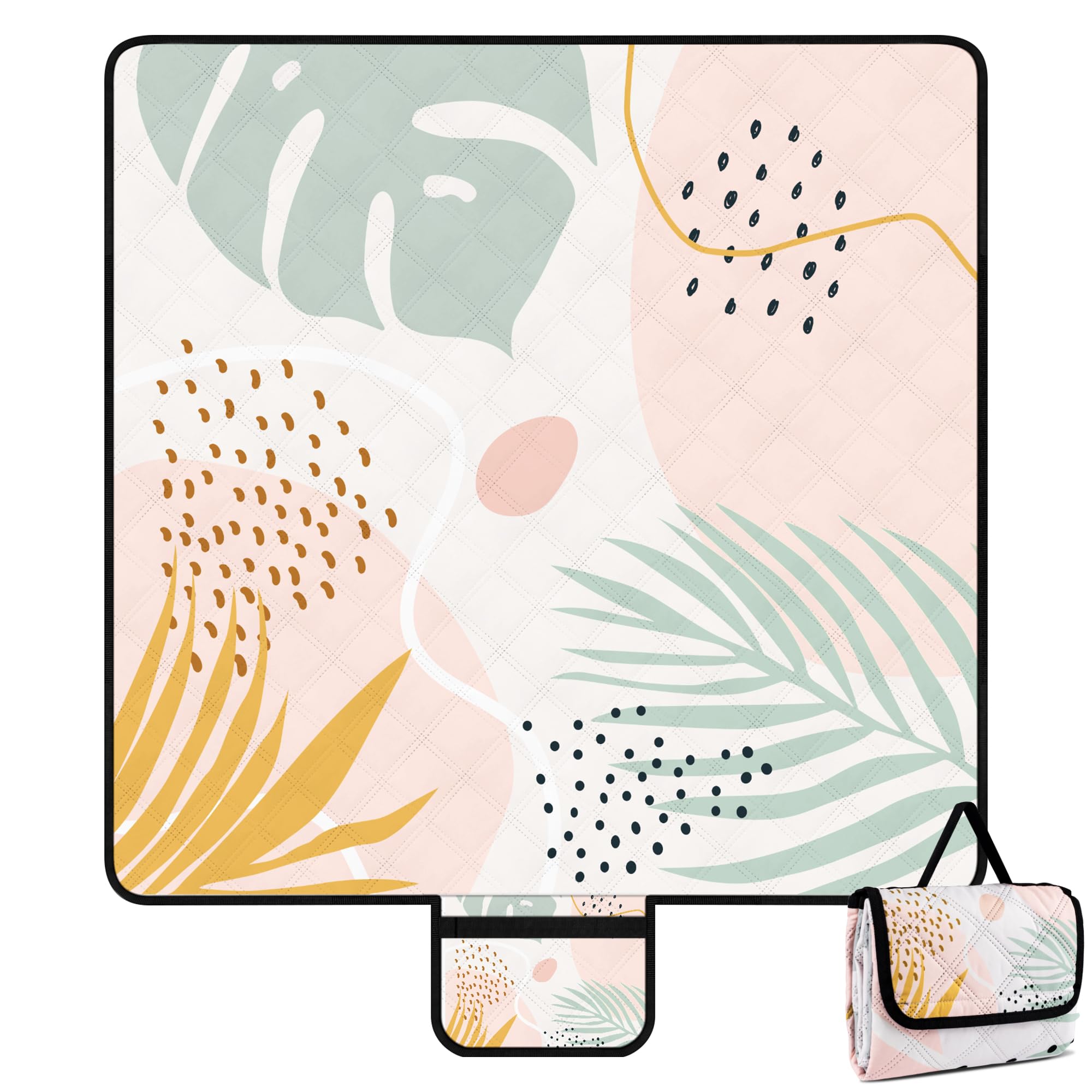 Picnic Blankets,79''x79'' Extra Large Sandproof Waterproof Beach Blanket,Foldable Portable 3-Layer Polyester Outdoor Picnic Blanket for Grass Lawn,