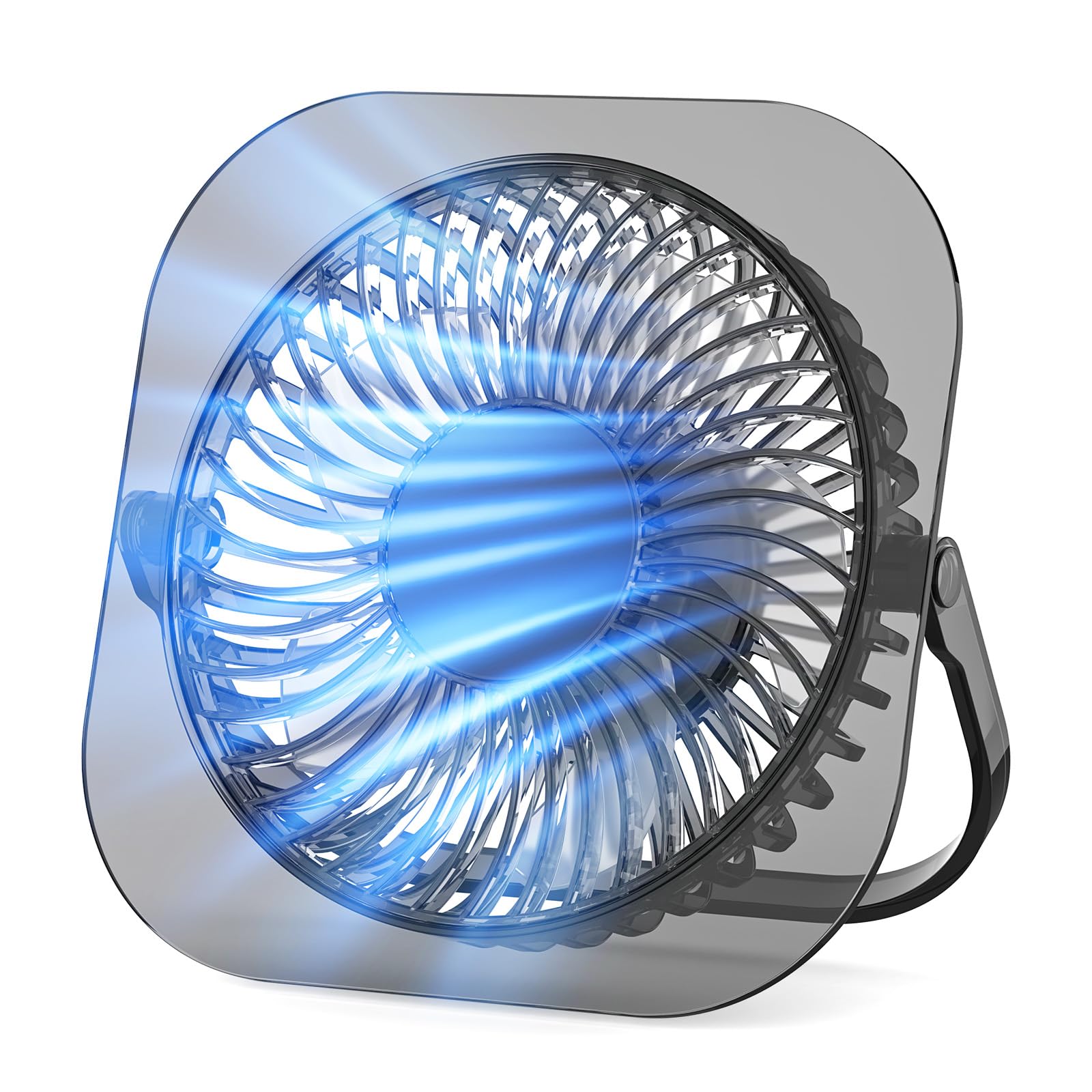 Ningbo Luowa Electric Appliances Co., Ltd. Electactic Desktop Fan with LED Night Light, 3 Adjustable Wind Speeds, Foldable & Adjustable Angle, USB Powered Ultra Quiet Personal Fan, Compact ABS Portable Cooling Fan for Home Office Bedroom Desk, BLACK, Mini