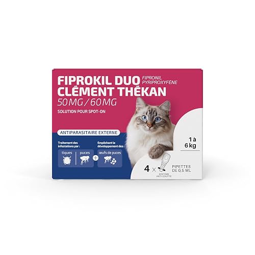 Clément Thékan Fiprokil Duo 50 mg / 60 mg para gato con 4 pipetas