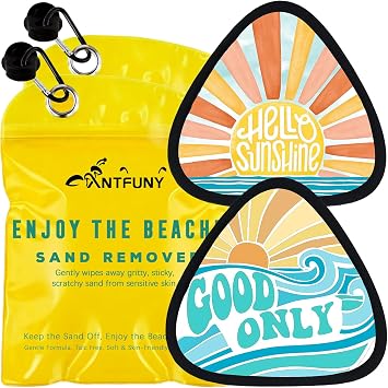 Antfuny 2 Packs Triangle Sand Remover for Beach Cleaner Eraser Must Haves Vacation Essential for Family Women Trip Hawaii Honeymoon Gift Resort Rio de Janeiro Bahama Punta Cana Waikiki Spring Towel