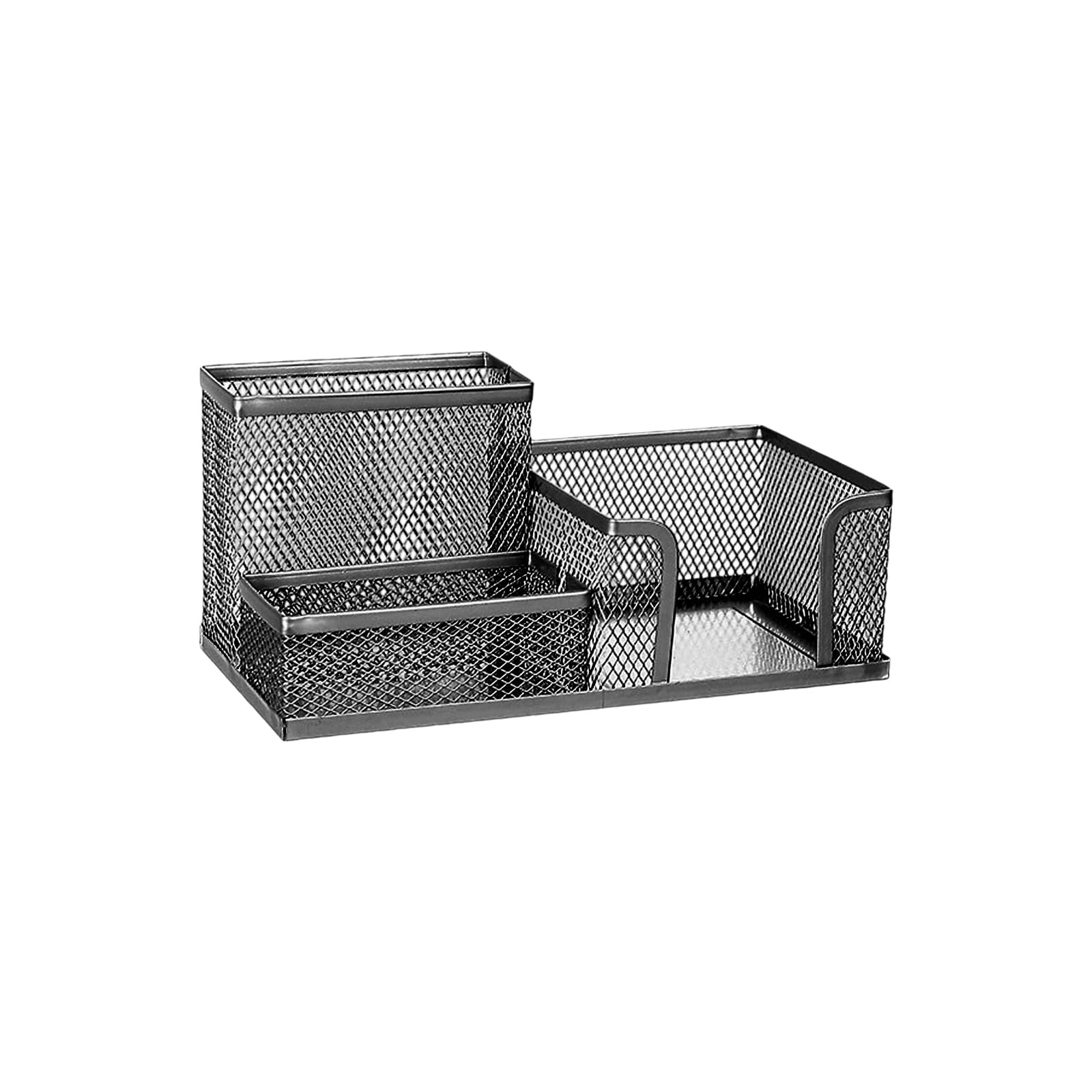 Woedpez Large Capacity Pen Holder Desk Shelf, 3 Compartments Pencil with Note Clip for Home Pencil Holders