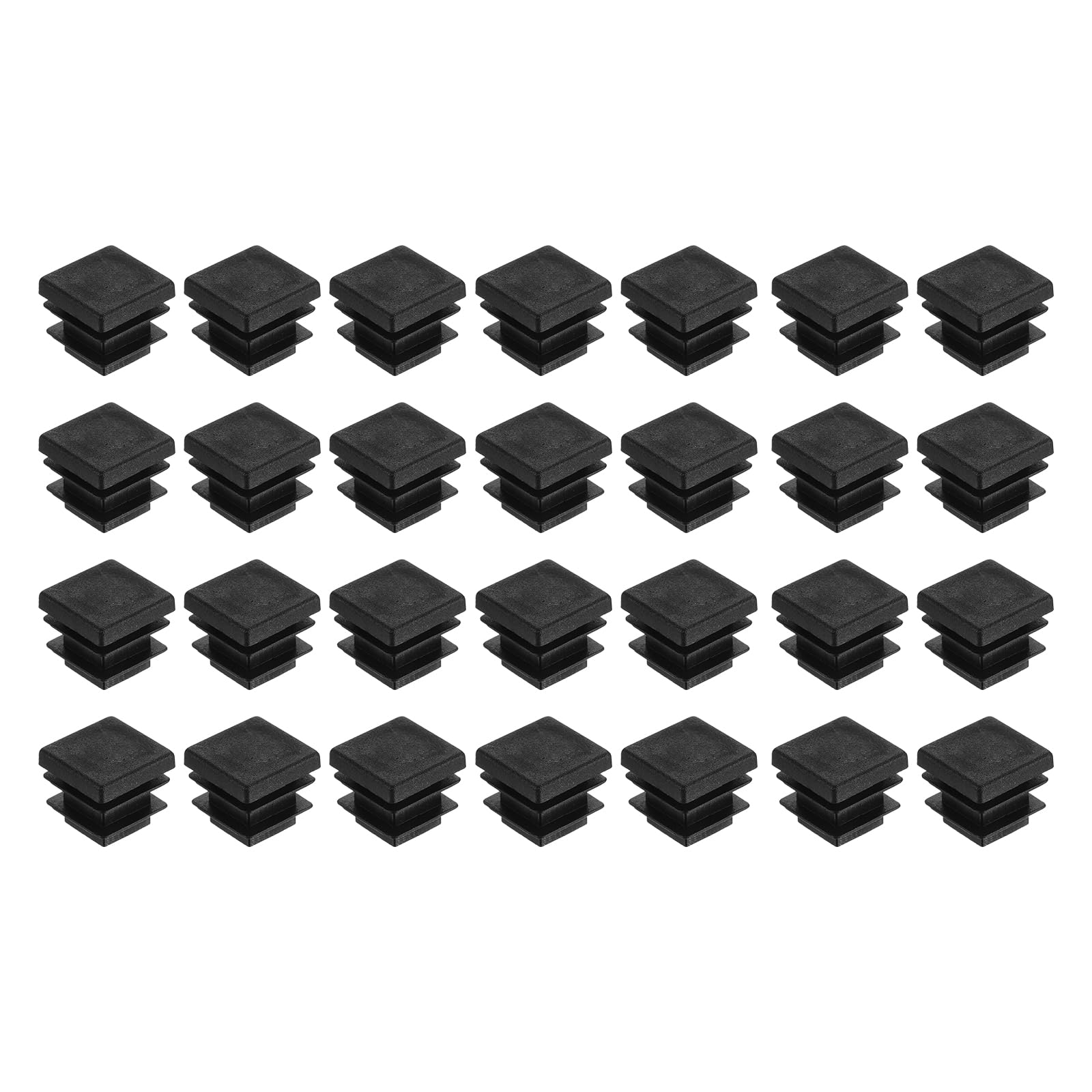 uxcell 28Pcs Square Plastic Plugs, 16 x 16mm/0.63 x 0.63inch PE Pipe Tubing End Caps for 11-14mm/0.43-0.55inch Square Tube Furniture Chair Leg, Black